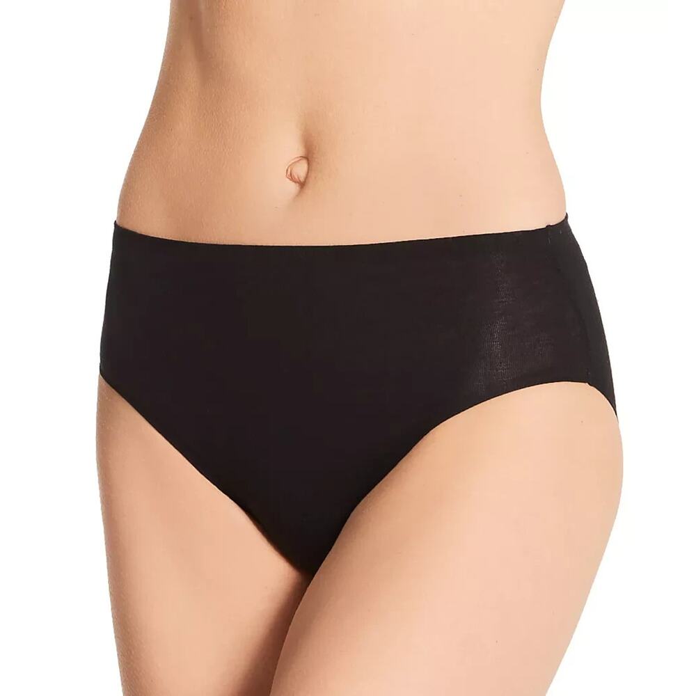TC Fine Intimates Women's Cotton Modal Hi Cut Brief Panty Black Size M 1461